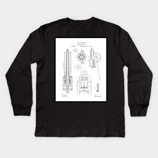 Gatling Machine Gun Patent - Gun Lover Gun Shop Art - White Kids Long Sleeve T-Shirt